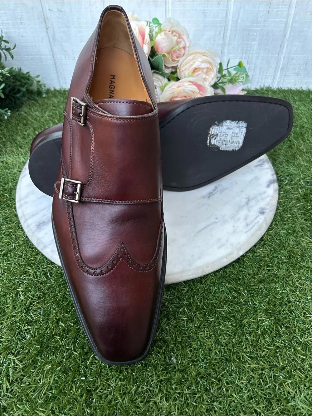 Magnanni burgundy Double Monk Strap Dress Shoes men size 11 gently used